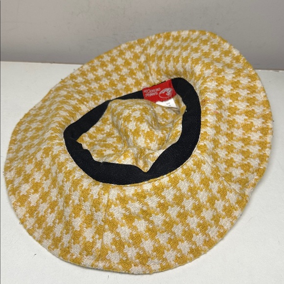 San Diego Hat Co Yellow and White wool Houndstooth floppy Bucket Hat - Picture 5 of 6